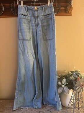 Pilcro and the Letterpress Light Blue Wide-Leg Jeans